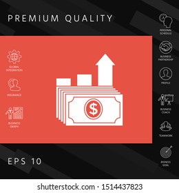 Dollar stack icon. Money growth concept. Graphic elements for your design
