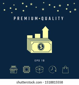 Dollar stack icon. Money growth concept. Graphic elements for your design