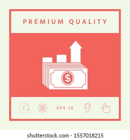Dollar stack icon. Money growth concept. Graphic elements for your design