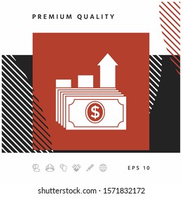 Dollar stack icon. Money growth concept. Graphic elements for your design