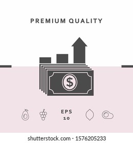 Dollar stack icon. Money growth concept. Graphic elements for your design