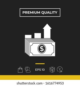 Dollar stack icon. Money growth concept. Graphic elements for your design