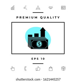 Dollar stack icon. Money growth concept. Graphic elements for your design