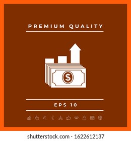 Dollar stack icon. Money growth concept. Graphic elements for your design