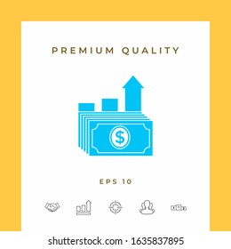 Dollar stack icon. Money growth concept. Graphic elements for your design