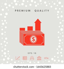 Dollar stack icon. Money growth concept. Graphic elements for your design
