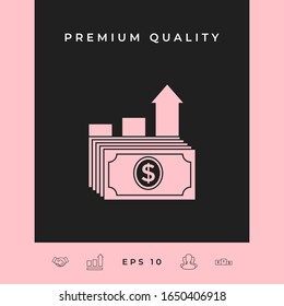 Dollar stack icon. Money growth concept. Graphic elements for your design