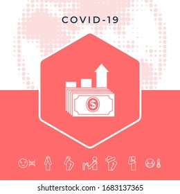 Dollar stack icon. Money growth concept. Graphic elements for your design