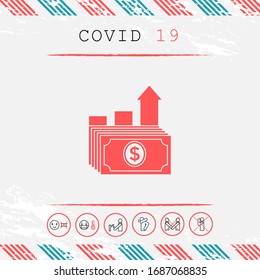Dollar stack icon. Money growth concept. Graphic elements for your design