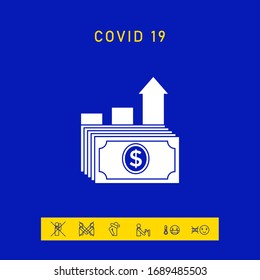 Dollar stack icon. Money growth concept. Graphic elements for your design