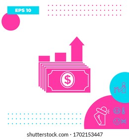 Icono de pila de dólares. Concepto de crecimiento monetario. Elementos gráficos para el diseño
