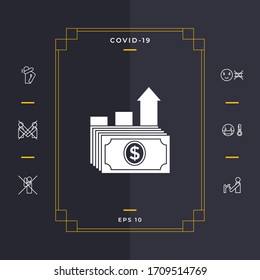 Dollar stack icon. Money growth concept. Graphic elements for your design