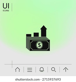 Icono de pila de dólares. Concepto de crecimiento monetario. Elemento para su diseño