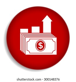 Dollar stack icon. Money growth concept.