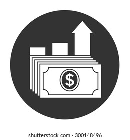 Dollar stack icon. Money growth concept.