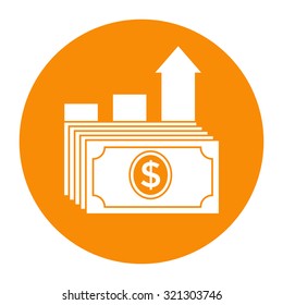 Dollar stack icon. Money growth concept.
