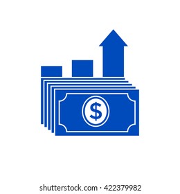 Dollar stack icon. Money growth concept.