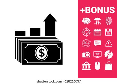 Dollar stack icon. Money growth concept
