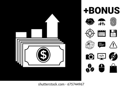 Dollar stack icon. Money growth concept