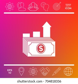 Dollar stack icon. Money growth concept