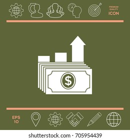 Dollar stack icon. Money growth concept