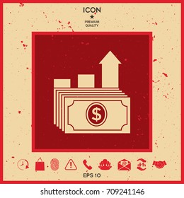 Dollar stack icon. Money growth concept
