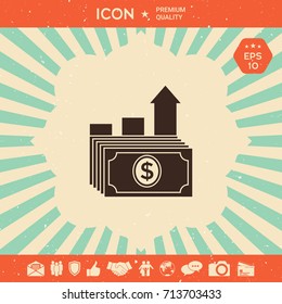 Dollar stack icon. Money growth concept