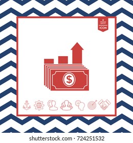 Dollar stack icon. Money growth concept