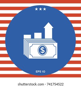 Dollar stack icon. Money growth concept