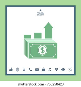 Dollar stack icon. Money growth concept