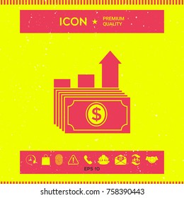 Dollar stack icon. Money growth concept