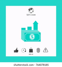 Dollar stack icon. Money growth concept