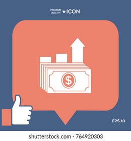 Dollar stack icon. Money growth concept