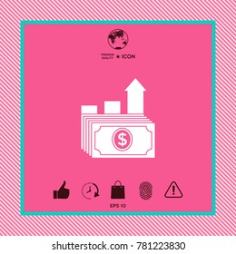 Dollar stack icon. Money growth concept