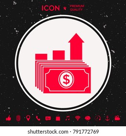 Dollar stack icon. Money growth concept