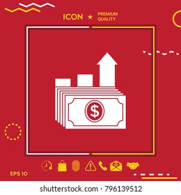 Dollar stack icon. Money growth concept
