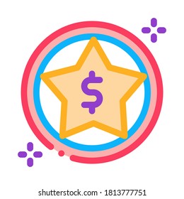 Dollar Star Bonus Icon Vector. Outline Dollar Star Bonus Sign. Isolated Contour Symbol Illustration