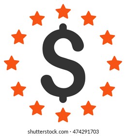 Dollar Stars icon. Vector style is bicolor flat iconic symbol with rounded angles, orange and gray colors, white background.