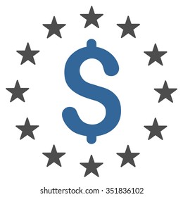 Dollar Stars vector icon. Style is bicolor flat symbol, cobalt and gray colors, rounded angles, white background.