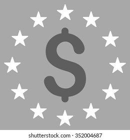 Dollar Stars vector icon. Style is bicolor flat symbol, dark gray and white colors, rounded angles, silver background.