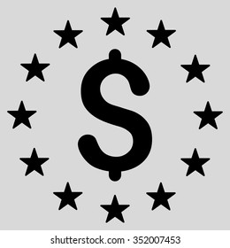 Dollar Stars vector icon. Style is flat symbol, black color, rounded angles, light gray background.