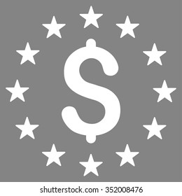 Dollar Stars vector icon. Style is flat symbol, white color, rounded angles, gray background.