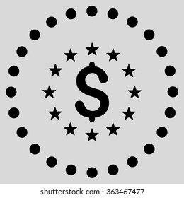 Dollar Stars vector icon. Style is flat circled symbol, black color, rounded angles, light gray background.