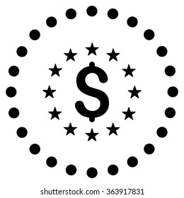 Dollar Stars vector icon. Style is flat circled symbol, black color, rounded angles, white background.