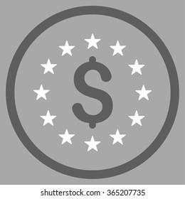 Dollar Stars vector icon. Style is bicolor flat circled symbol, dark gray and white colors, rounded angles, silver background.