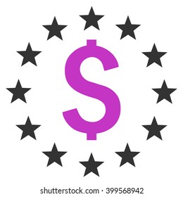 Dollar Stars vector icon. Style is flat symbol, violet color, white background.