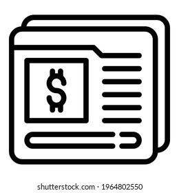 Icono de estadísticas del dólar. Esquema Icono vectorial de estadísticas del dólar para diseño web aislado en fondo blanco