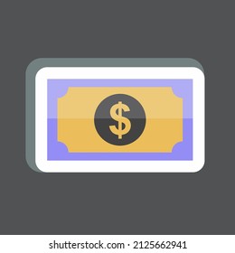 Dollar Sticker in trendy isolated on black background