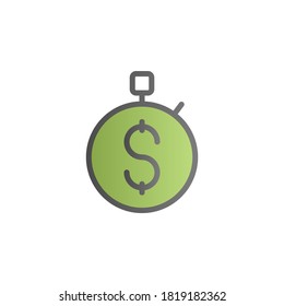 Dólar, icono del vector de gradiente de color de cronómetro
