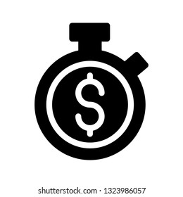 dollar stopwatch glyph icon 